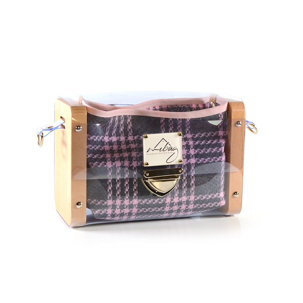 Accesorio - Bolsa interior cuadro escocés rosa y gris - Imagen 2